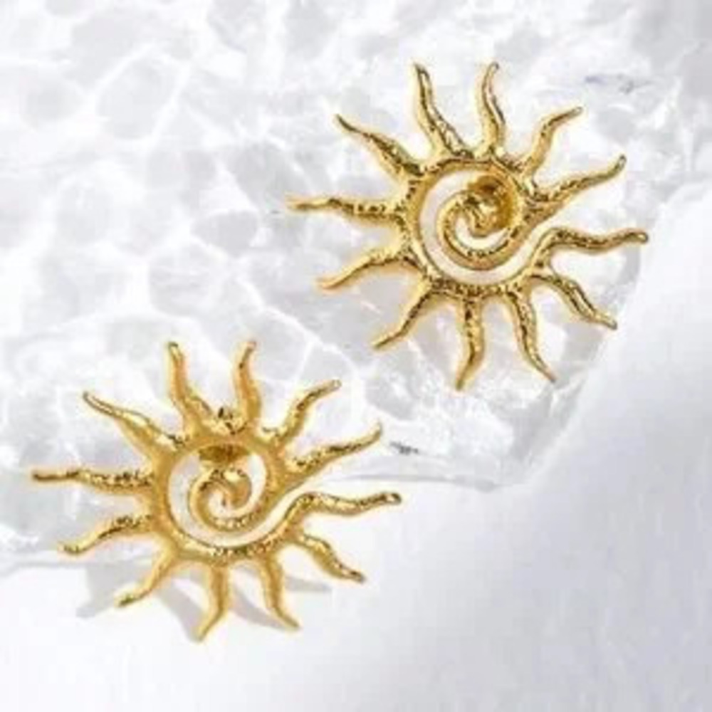Anthropologie Gold Sunburst Earrings